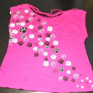 Vintage Torrid Pink Paw Print Muscle T-shirt Sz 0